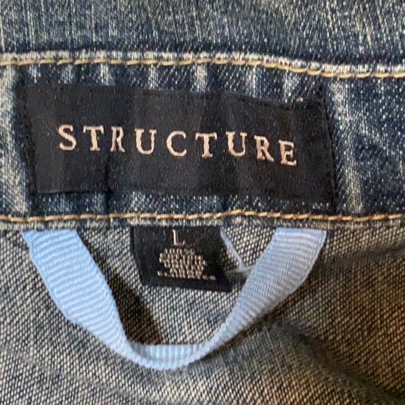 Structure jeans blue denim jacket men vintage L - Picture 9 of 12